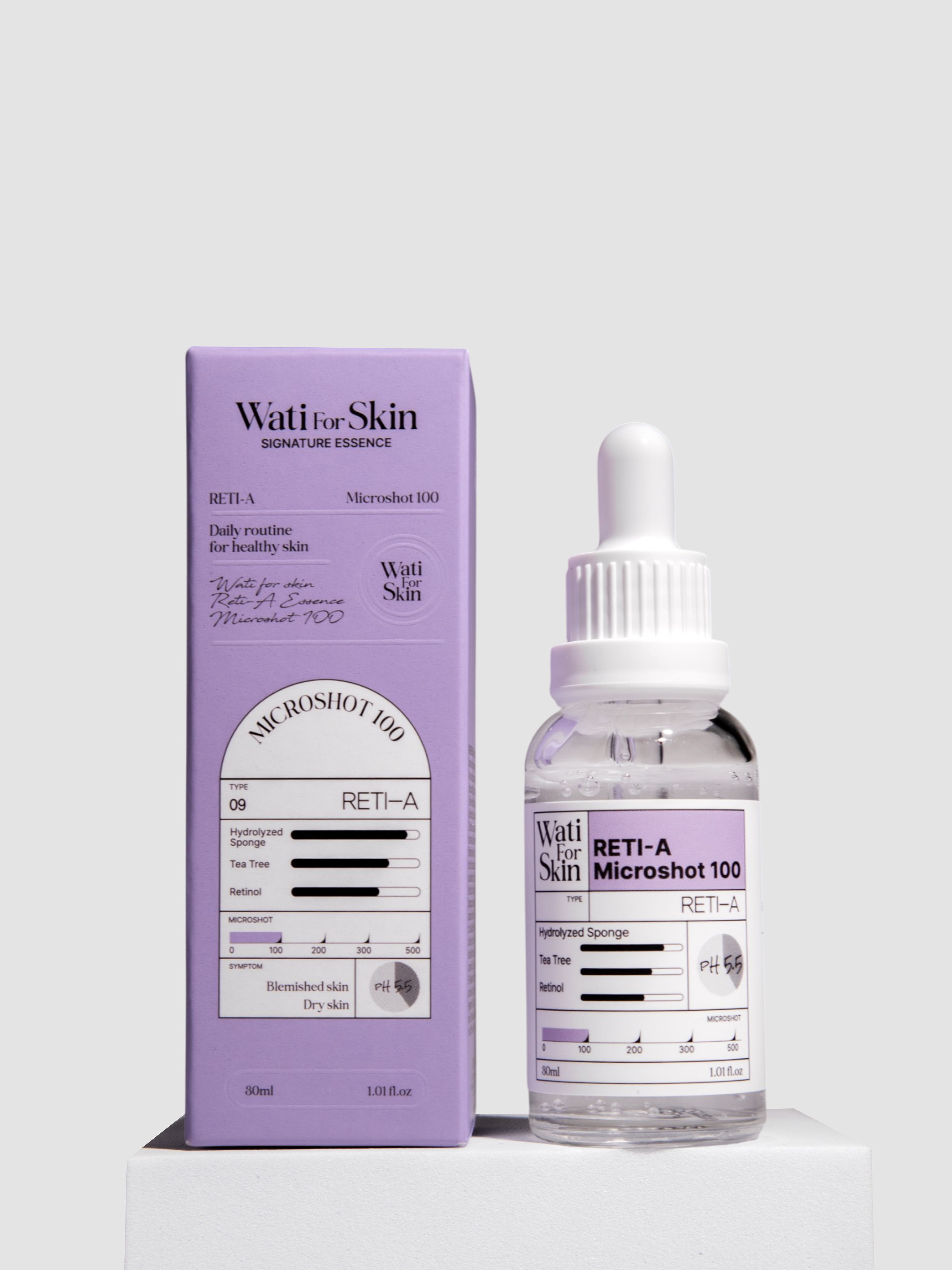 Wati For Skin Reti-A Biome Essence Microshot 100 Эссенция для лица с микроиглами и ретинолом, 30 мл купить в интернет-магазине Skin-Mag