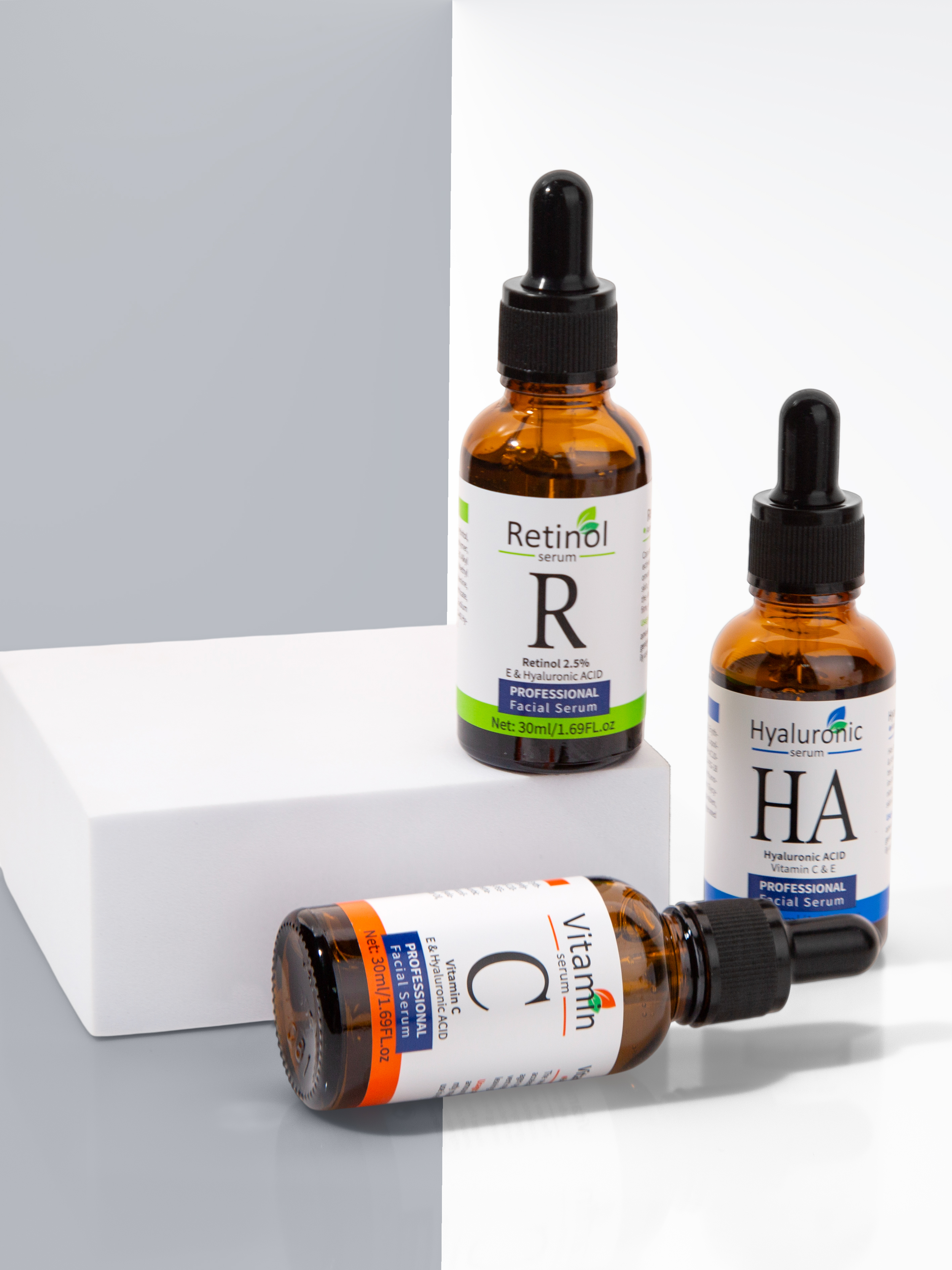 Mezonica Face serum set (Hyaluronic Acid + Vitamin C + Retinol 2,5%) Сыворотка для лица 3-х видов, 30 мл х 3 шт купить в интернет-магазине Skin-Mag