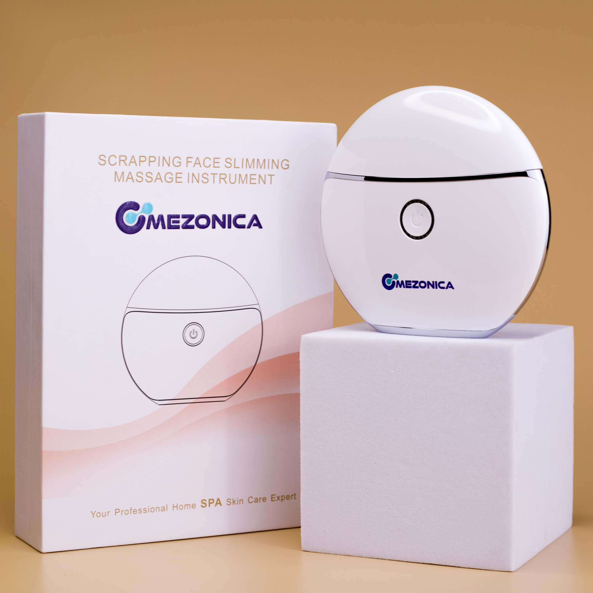 Mezonica Vibration gua sha pad with heat + LED therapy Микротоковый светодиодный массажер с подогревом и фототерапией для анти эйдж ухода за кожей лица купить в интернет-магазине Skin-Mag