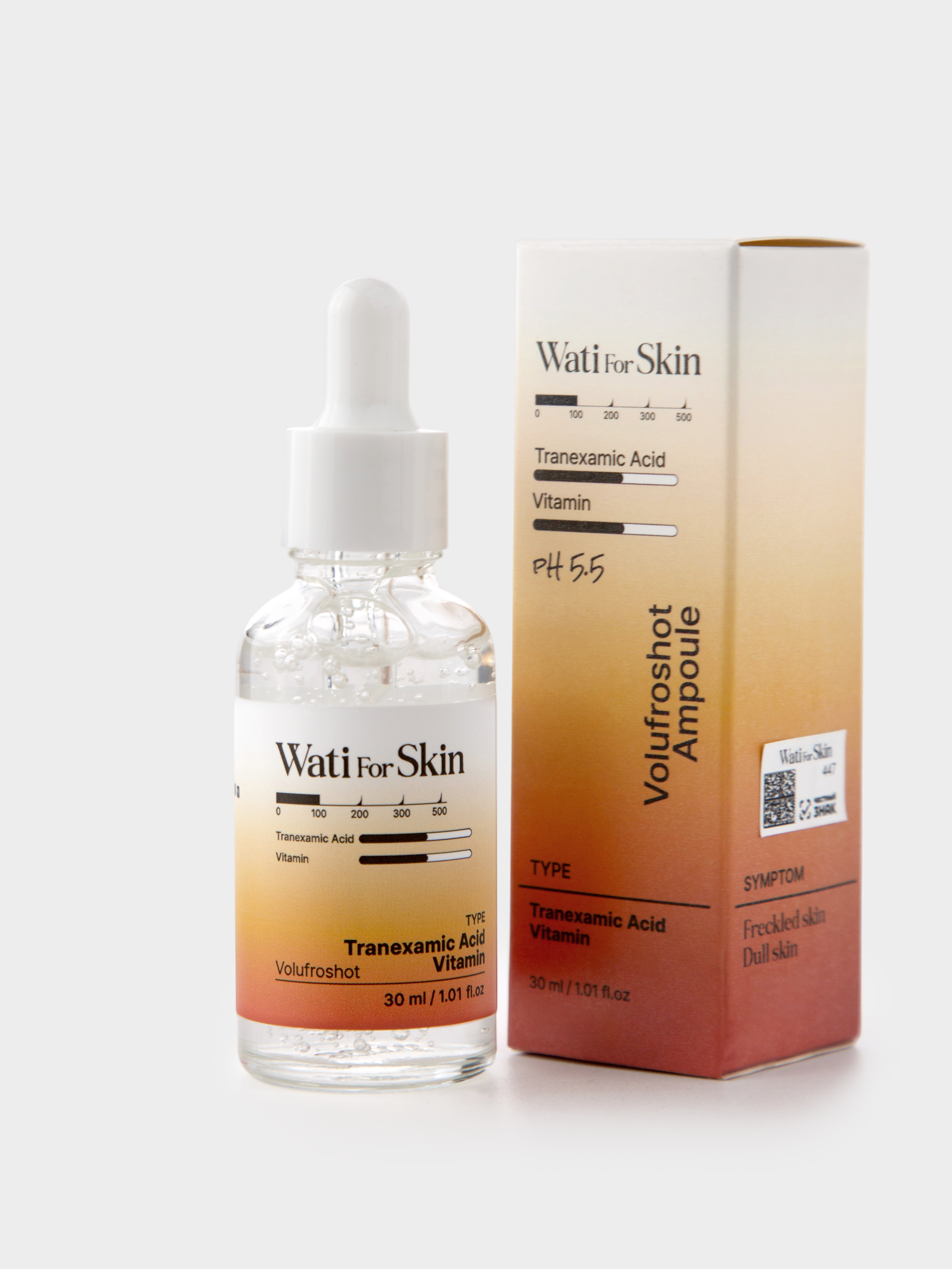 Wati For Skin Tranexamic Acid Vitamin Volufroshot Ampoule Сыворотка для лица с транексамовой кислотой и витамином С, 30 мл купить в интернет-магазине Skin-Mag