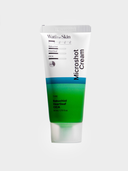 Wati For Skin Bakuchiol Heartleaf Cica Microshot Cream Крем для лица с микроиглами бакучиол и центелла, 50 мл купить в интернет-магазине Skin-Mag