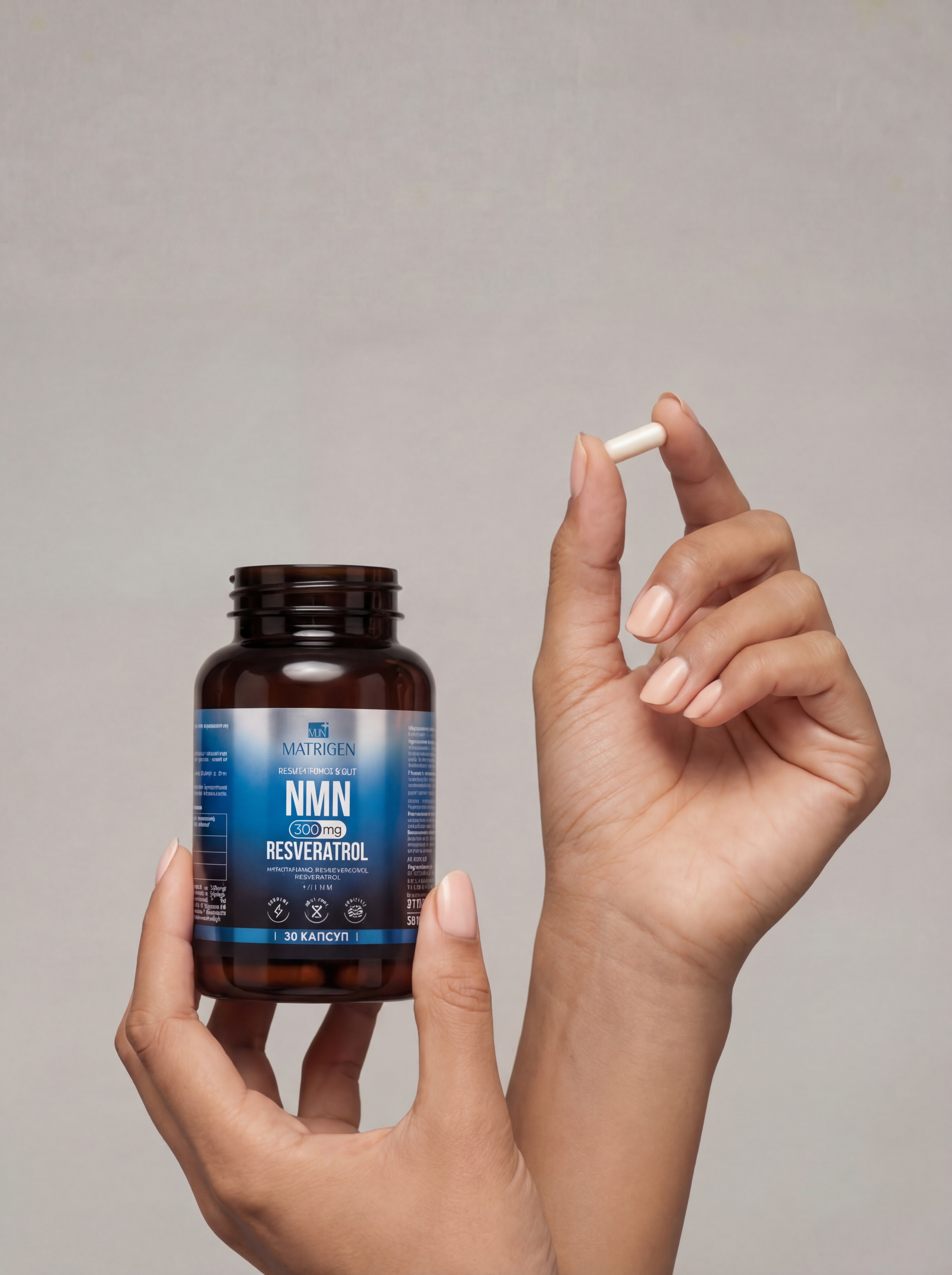 Matrigen NMN Resveratrol 300 mg Никотинамид мононуклеотид 300 мг плюс ресвератрол 100 мг, 30 капсул купить в интернет-магазине Skin-Mag