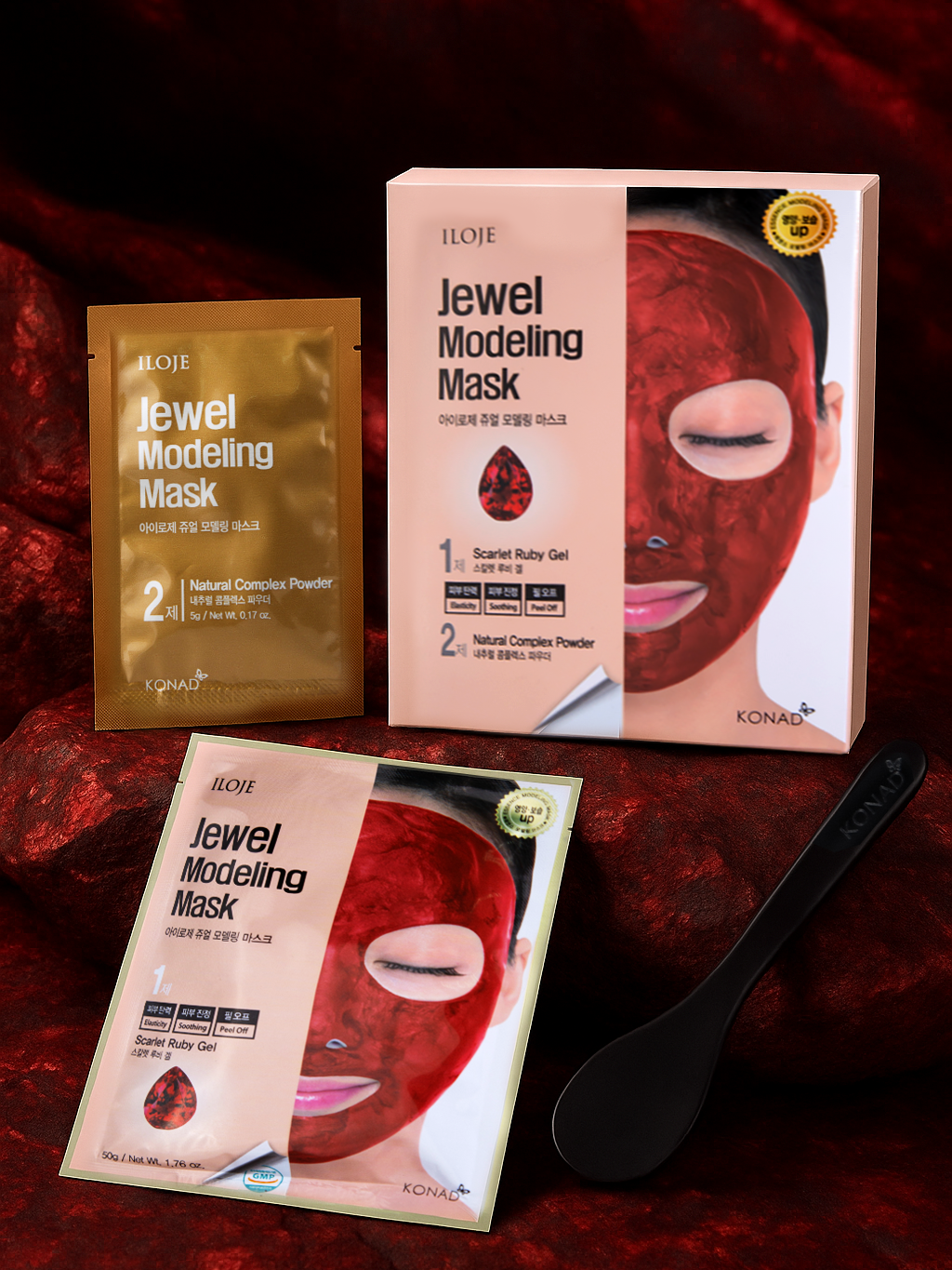 Konad Iloje Jewel Modeling Mask Scarlet Ruby альгинатная маска для лица с рубиновой пудрой, 1 шт купить в интернет-магазине Skin-Mag