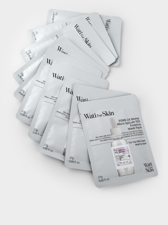 Wati For Skin PDRN 2x Biome Micro Spicule 100 Essence Mask Маска для лица с ПДРН, пребиотиками и микроиглами, 10 шт купить в интернет-магазине Skin-Mag