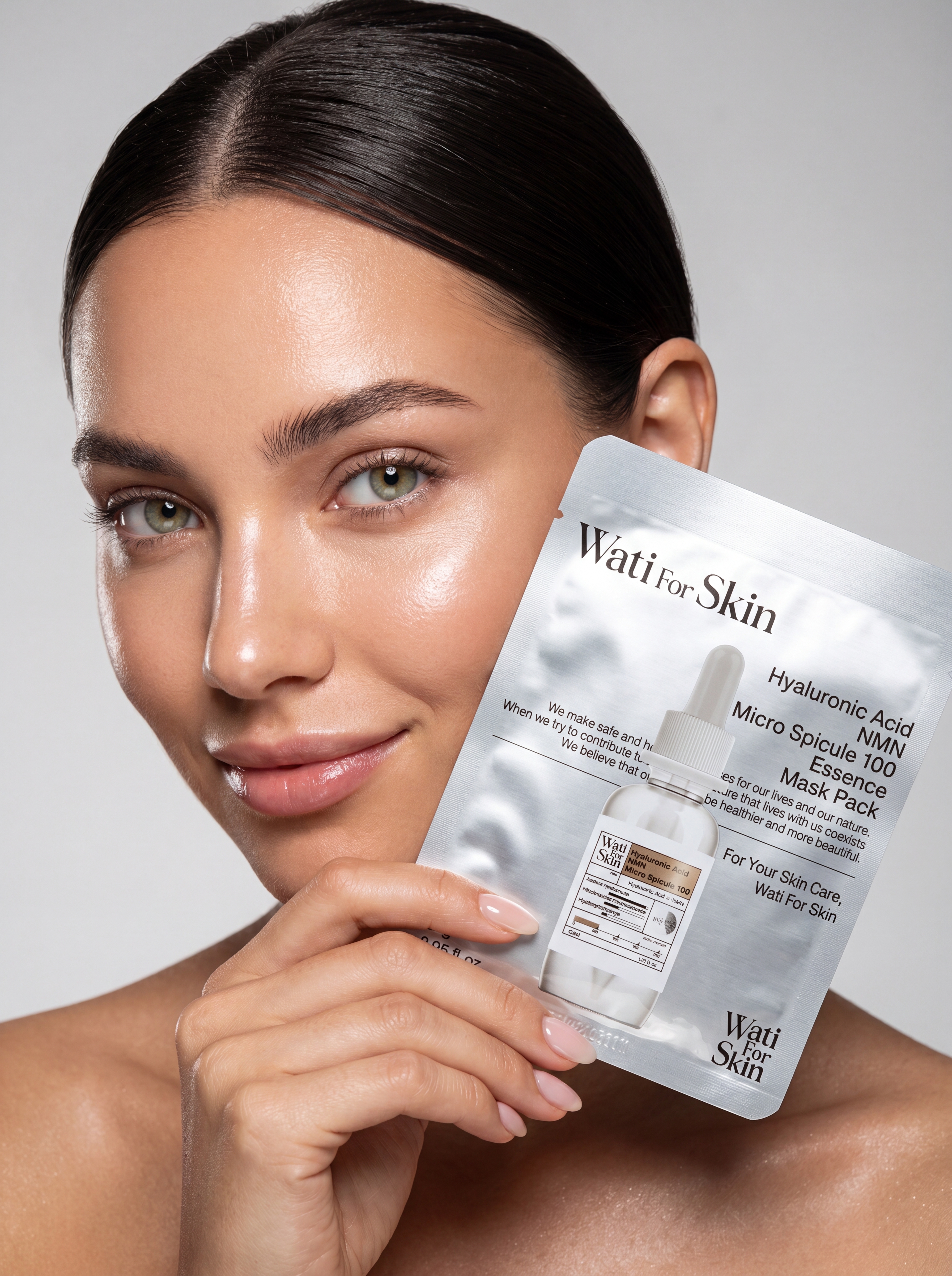 Wati For Skin Hyaluronic Acid NMN Micro Spicule 100 Essence Mask Pack Маска для лица с гиалуроновой кислотой, НМН и микроиглами для увлажнения и антиэйдж ухода, тканевая, 10 шт купить в интернет-магазине Skin-Mag