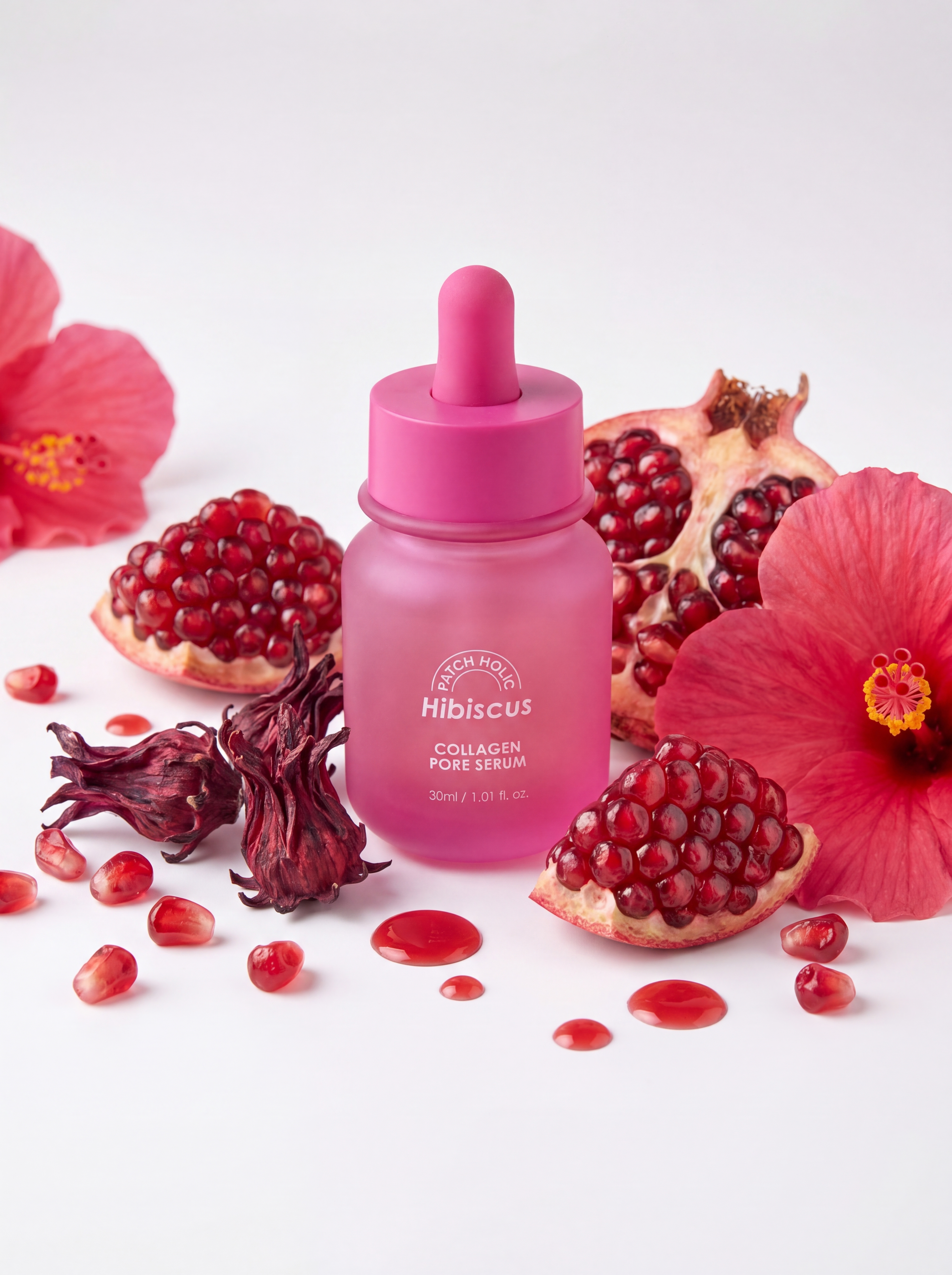 Patch Holic Hibiscus Collagen Pore Serum Антивозрастная сыворотка для лица с коллагеном и гибискусом для эластичности и сужения пор, 30 мл купить в интернет-магазине Skin-Mag