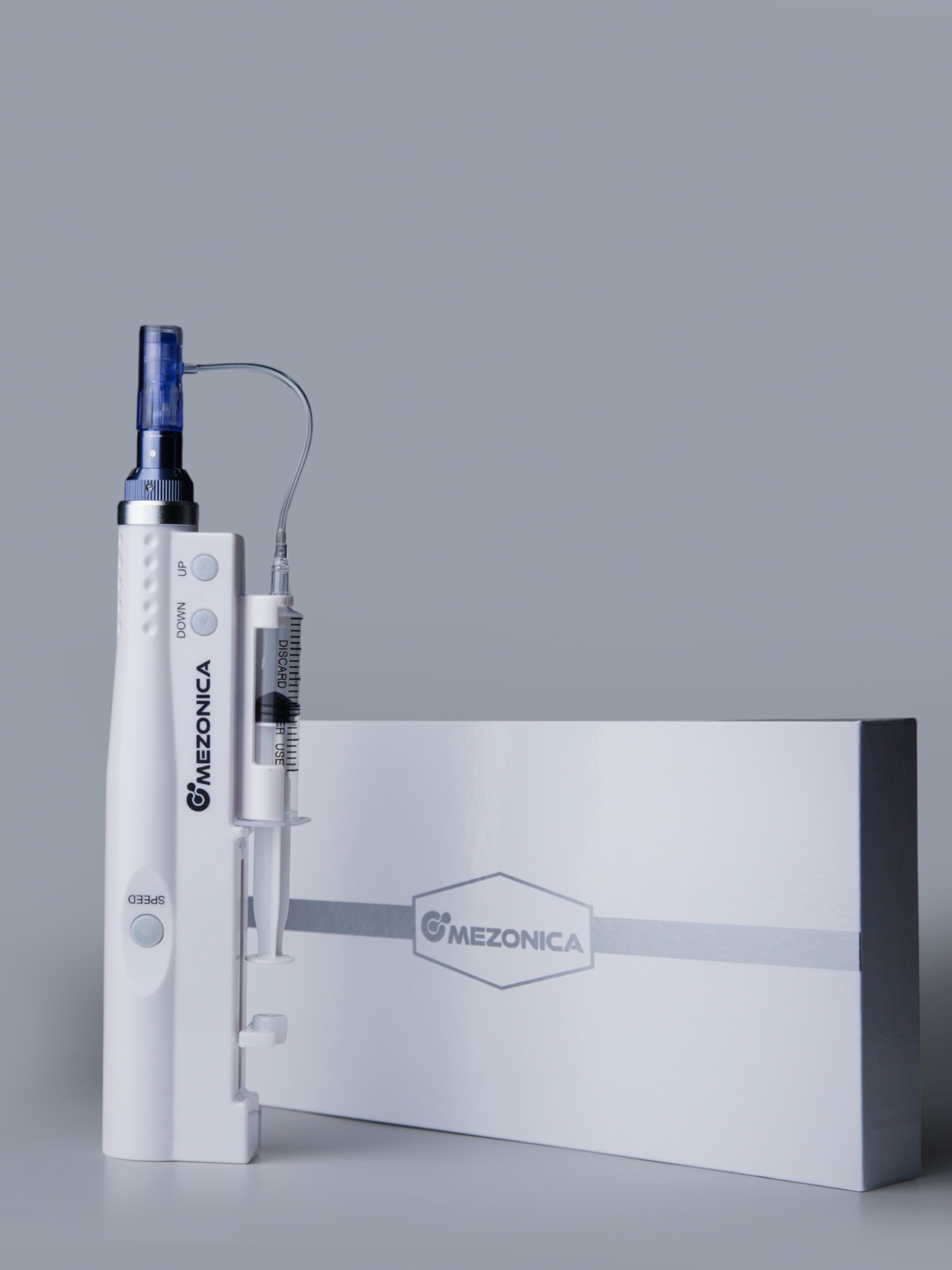 Mezonica DraMes / Medoderma Аппарат для фракционного микроштампинга с подачей раствора / электрический массажер для лица / дермапен, белый купить в интернет-магазине Skin-Mag