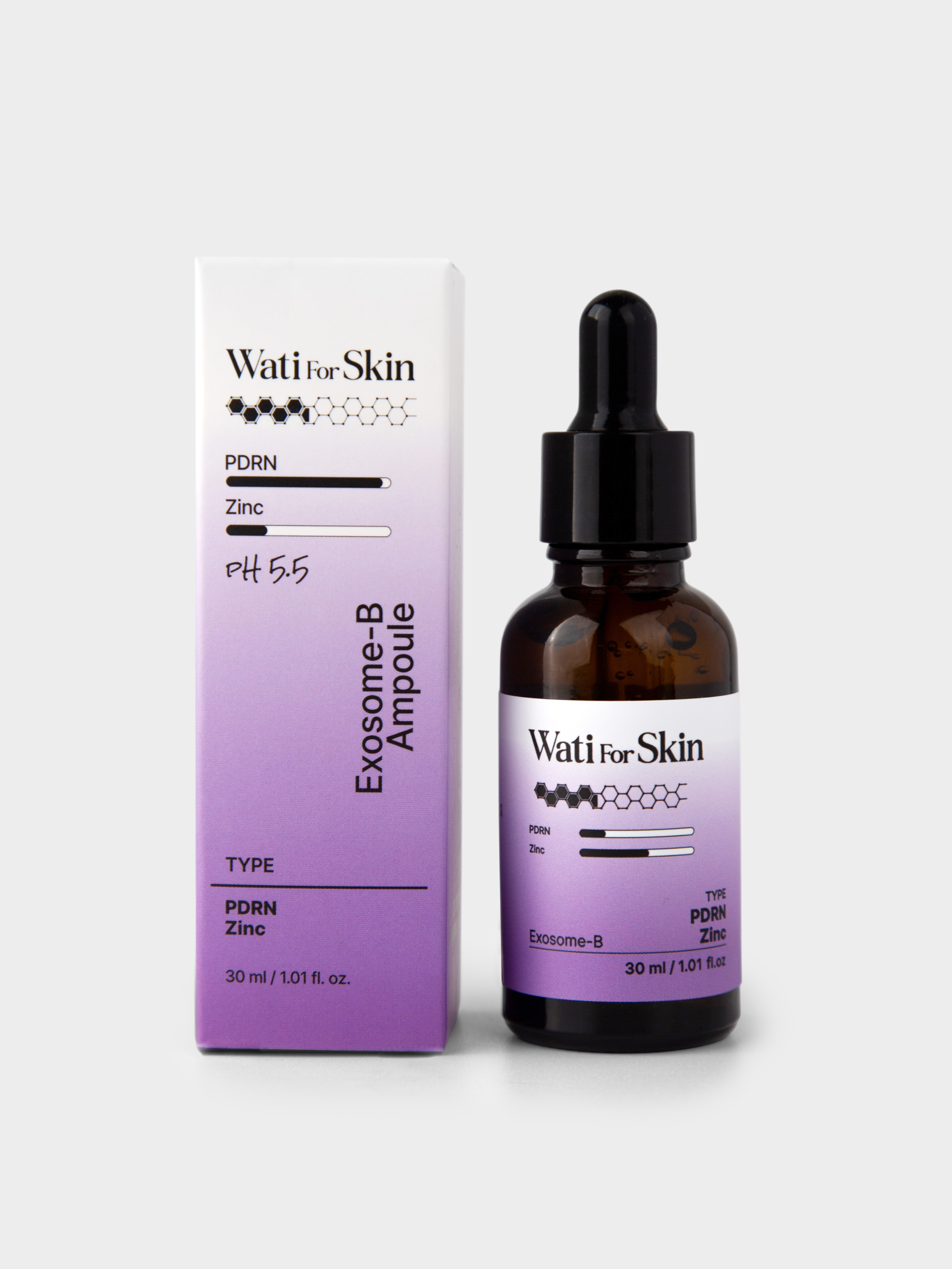 Wati For Skin PDRN Zinc Biome Exosome-B Ampoule Сыворотка для лица с ПДРН, цинком и экзосомами, 30 мл купить в интернет-магазине Skin-Mag
