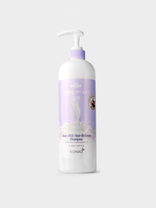 Konad Niju Goat Milk hair Balance Shampoo Шампунь для блеска и объема волос с козьим молоком, 1000 мл купить в интернет-магазине Skin-Mag