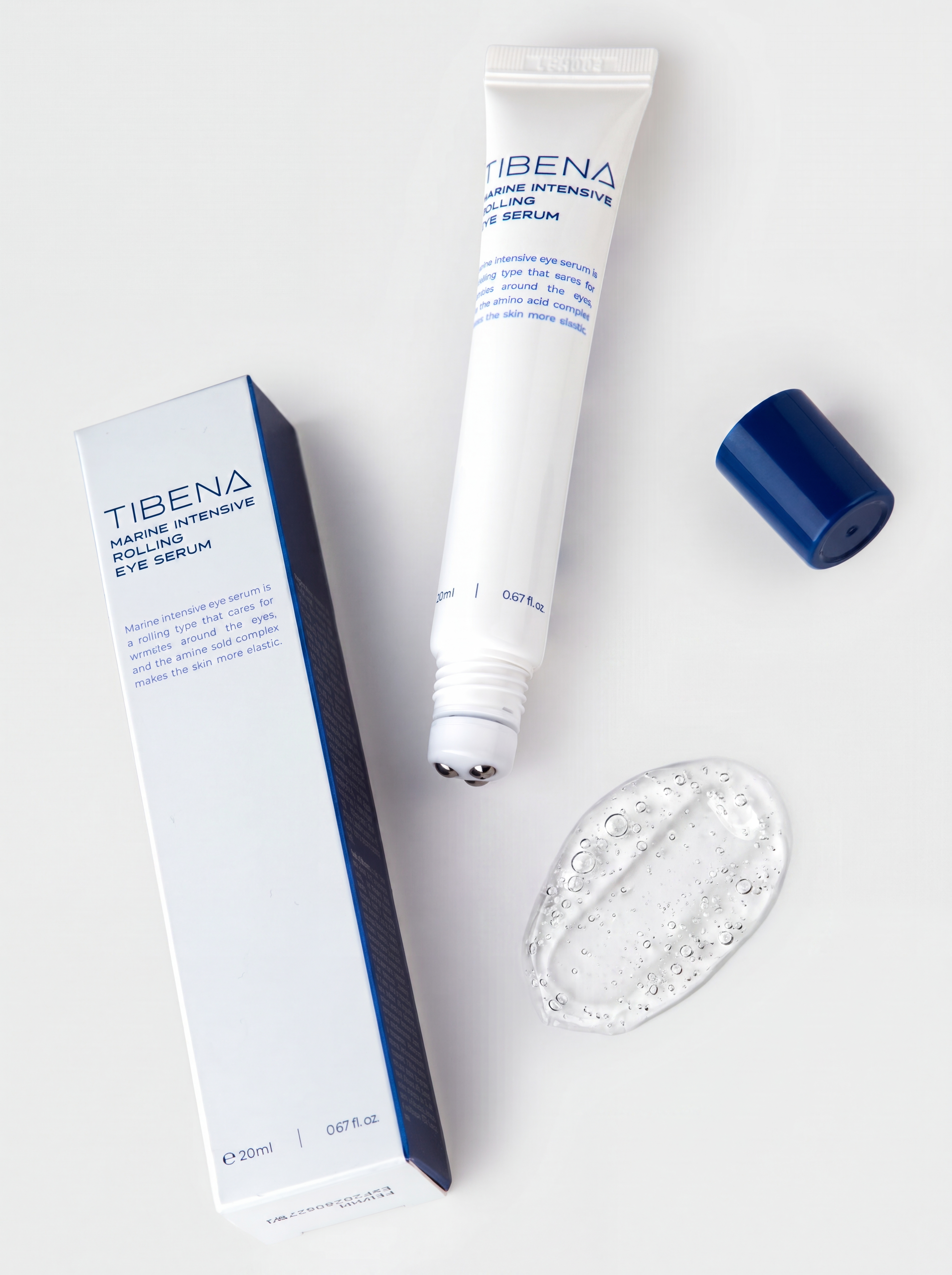 Tibena Marine Intensive Rolling Eye Serum Сыворотка для кожи вокруг глаз с морской водой, ниацинамидом и массажным роликом, 20 мл купить в интернет-магазине Skin-Mag