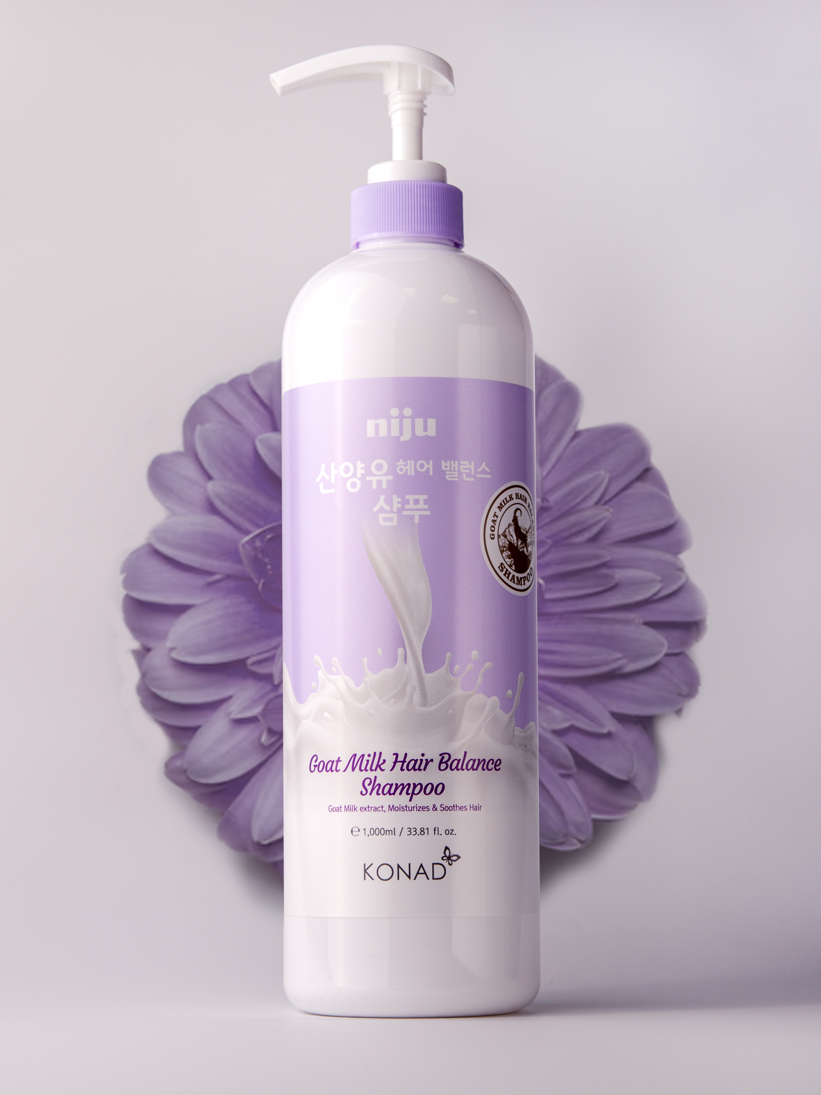 Konad Niju Goat Milk hair Balance Shampoo Шампунь для блеска и объема волос с козьим молоком, 1000 мл купить в интернет-магазине Skin-Mag