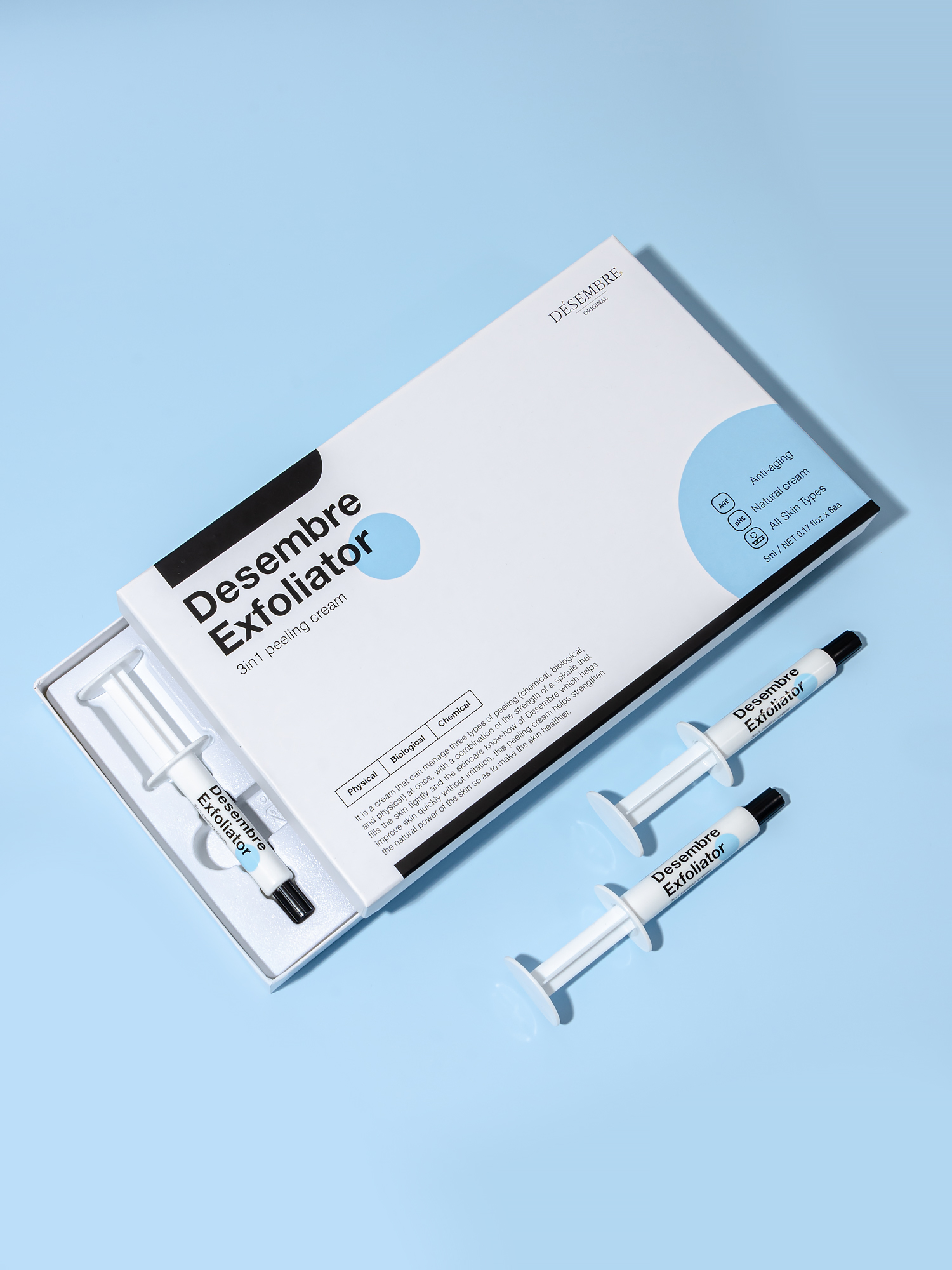 DESEMBRE 3IN1 Peeling Cream Отшелушивающий обновляющий крем для лица 3 пилинга в 1, курсовой набор 5г*6шт купить в интернет-магазине Skin-Mag