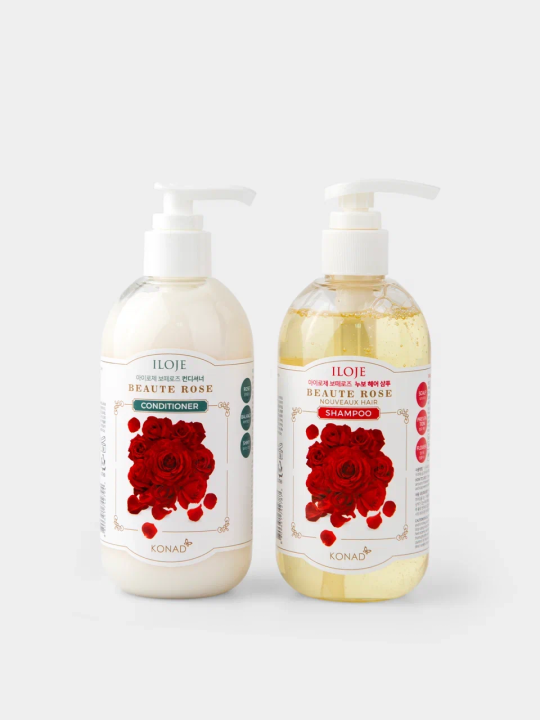 Konad Набор ILOJE BEAUTE ROSE CONDITIONER 300 ml,/Konad ILOJE BEAUTE ROSE NOUVEAUX HAIR SHAMPOO 300m купить в интернет-магазине Skinmag