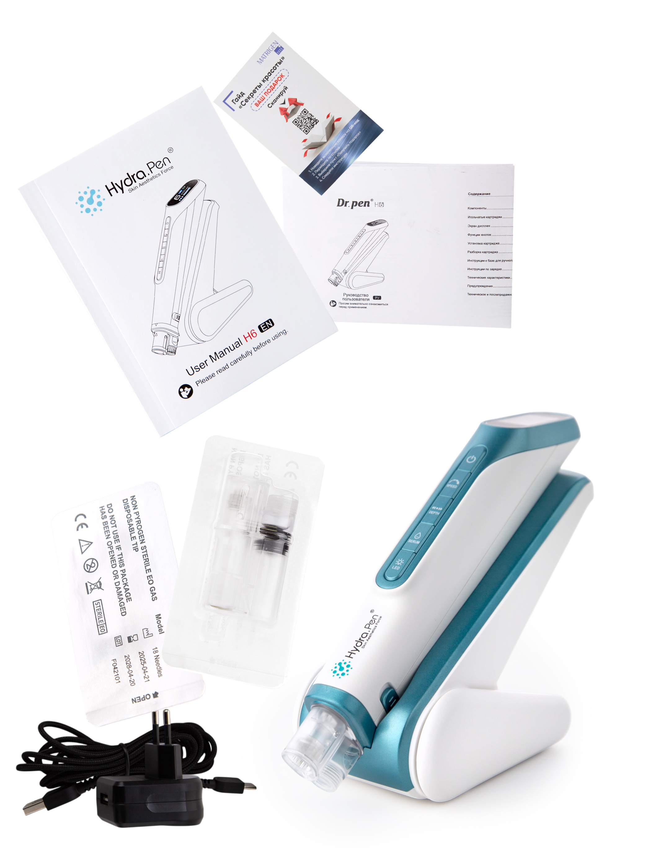 Dr.pen Hydra Pen Н6 White Аппарат для фракционного микроштампинга / электрический массажер с авто подачей сыворотки купить в интернет-магазине Skinmag