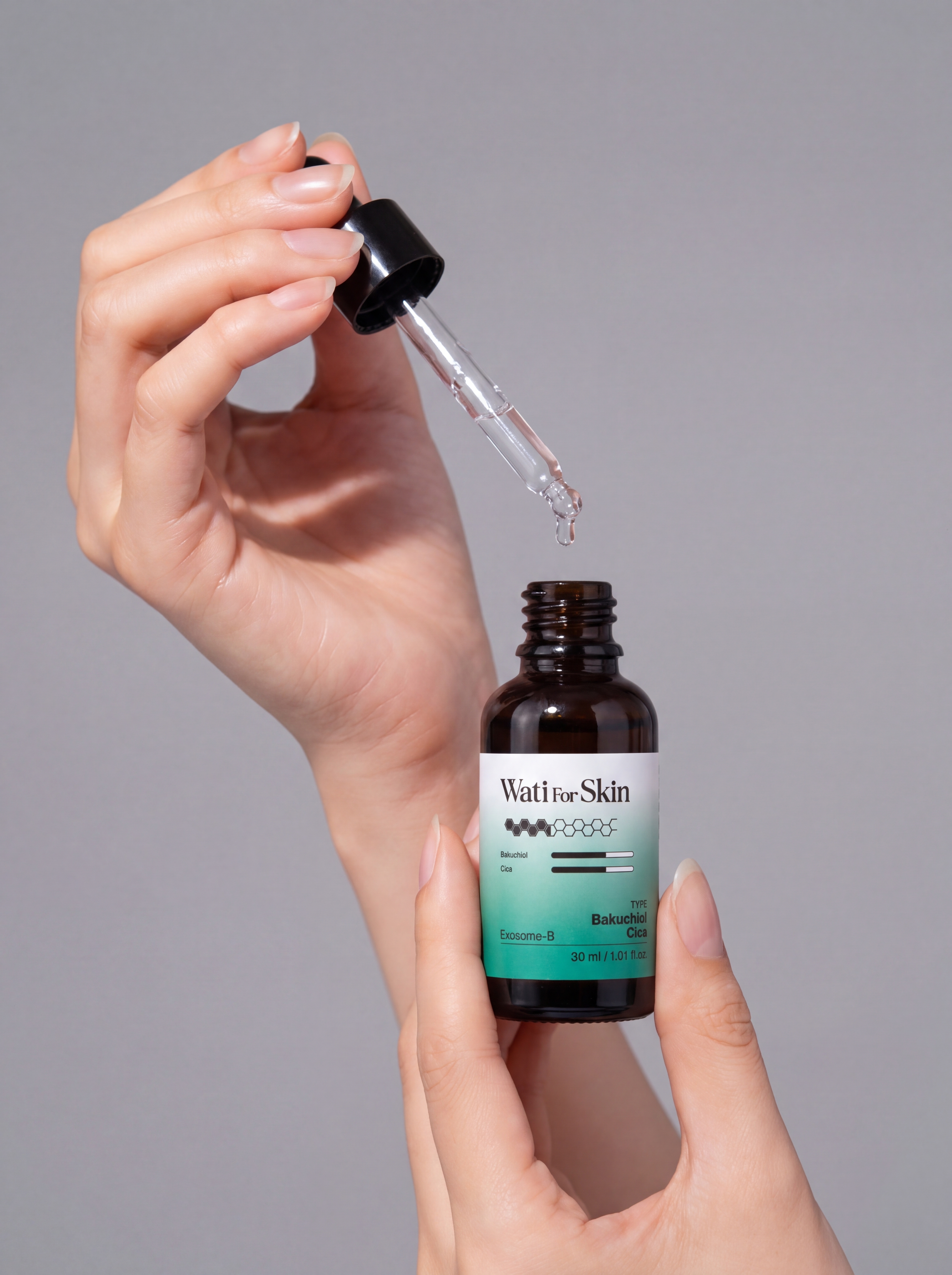 Wati For Skin Bakuchiol Barrier CICA Exosome-B Ampoule Сыворотка для лица с бакучиолом, центеллой и экзосомами, 30 мл купить в интернет-магазине Skin-Mag