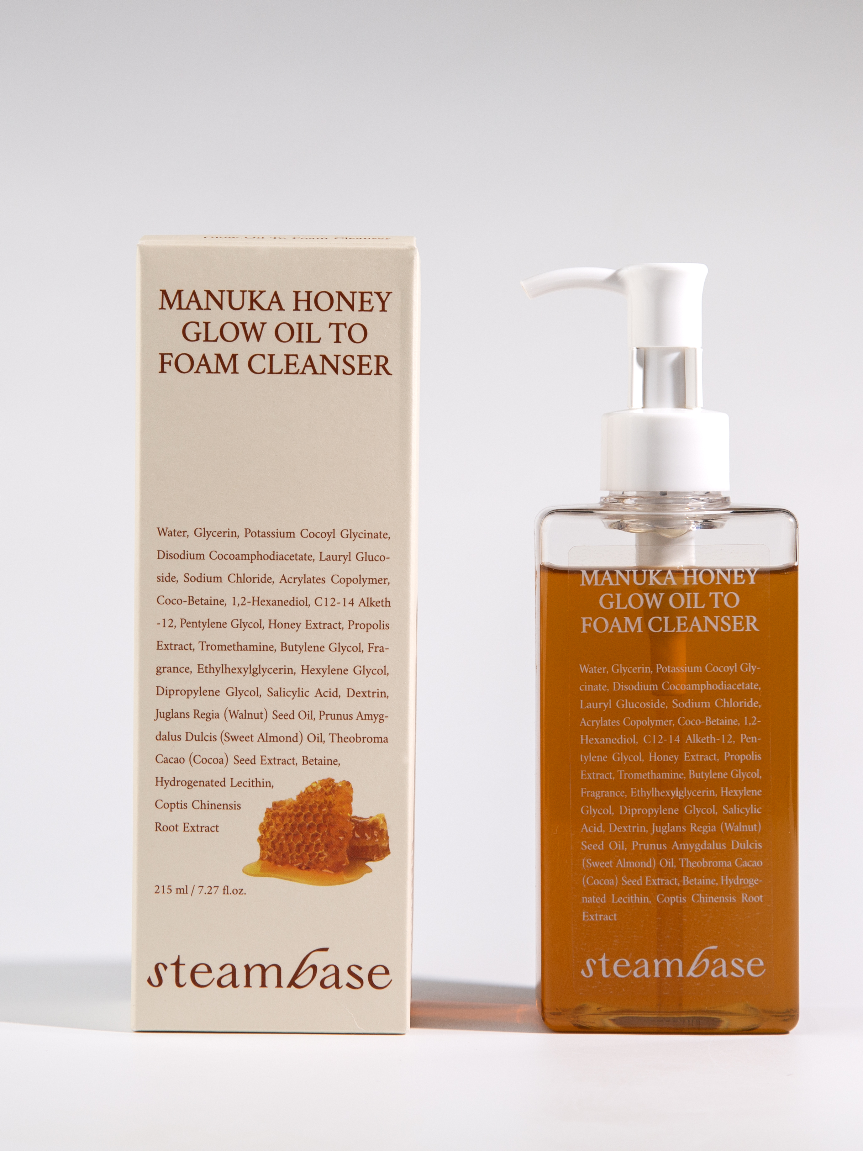 Steambase Manuka Honey Glow Oil To Foam Cleanser Гидрофильное масло с мёдом манука, 215 мл купить в интернет-магазине Skin-Mag