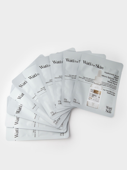Wati For Skin Hyaluronic Acid NMN Micro Spicule 100 Essence Mask Pack Маска для лица с гиалуроновой кислотой, НМН и микроиглами для увлажнения и антиэйдж ухода, тканевая, 10 шт купить в интернет-магазине Skin-Mag