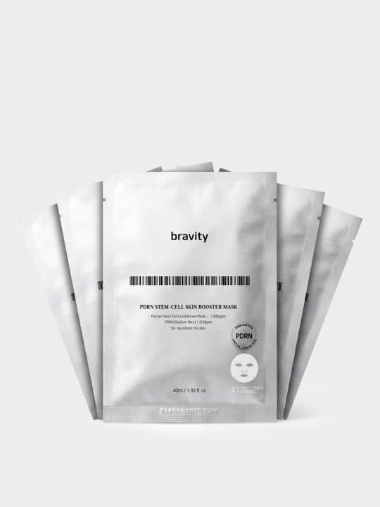 Bravity PDRN Stem-cell Skin Booster Mask 40g*5EA Маска для лица с PDRN, 5 шт. купить в интернет-магазине Skin-Mag
