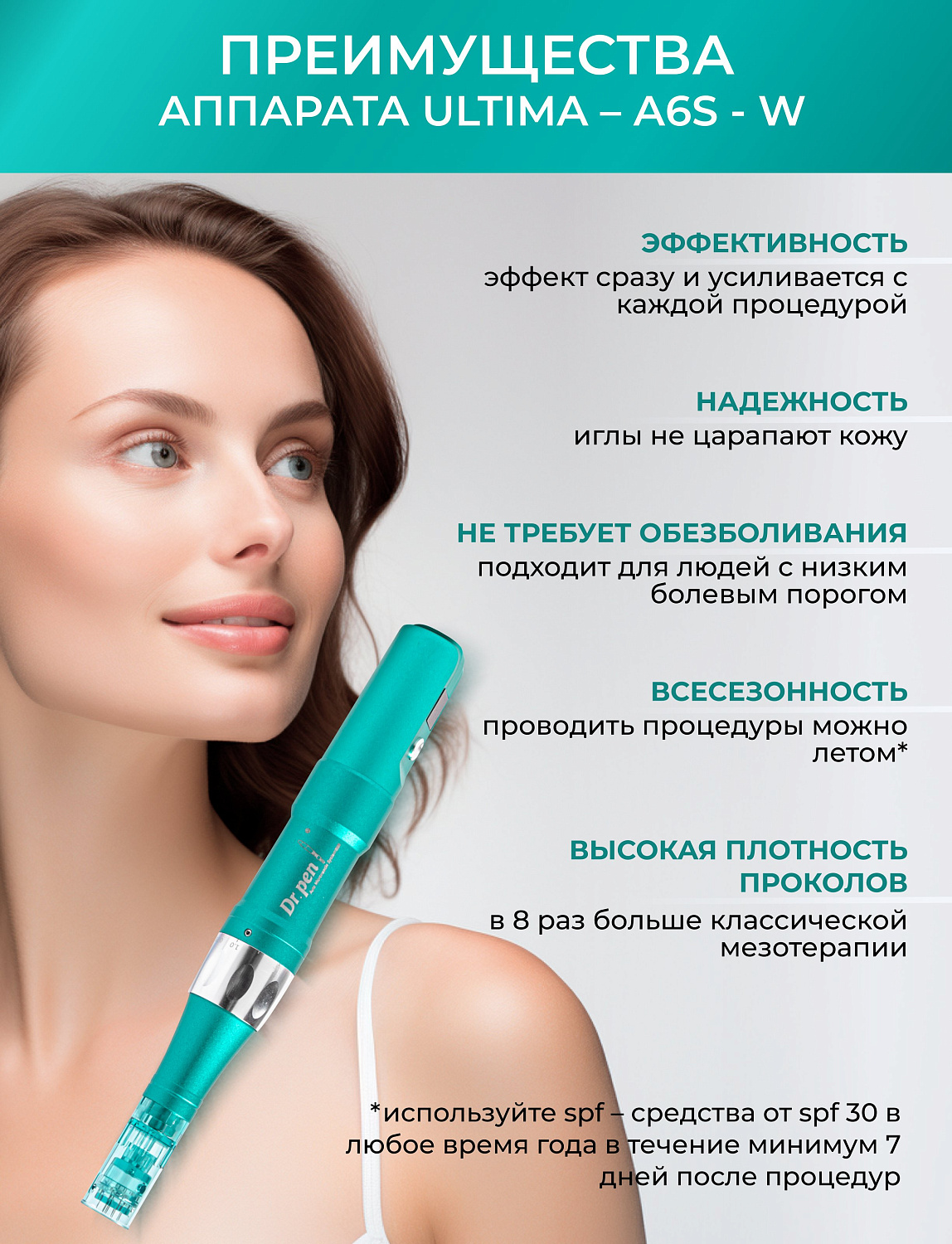 Dr.pen A6s Аппарат для фракционного микроштампинга / электрический массажер для лица / дермапен A6s