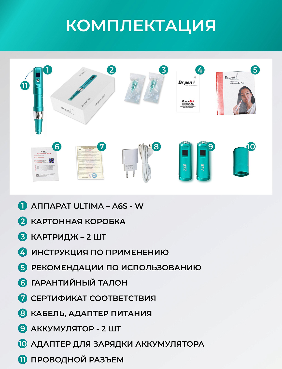 Dr.pen A6s Аппарат для фракционного микроштампинга / электрический массажер для лица / дермапен A6s