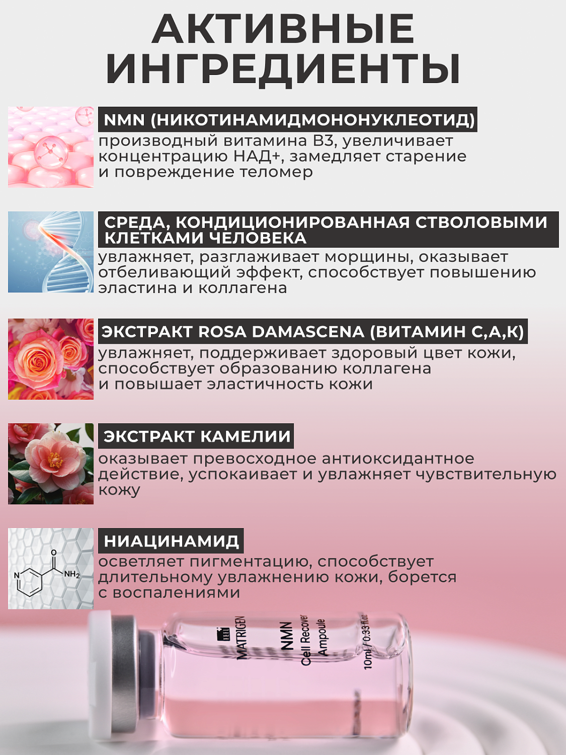 Matrigen NMN Cell Recover Ampoule Сыворотка для лица с NMN, 10 мл х 5 шт