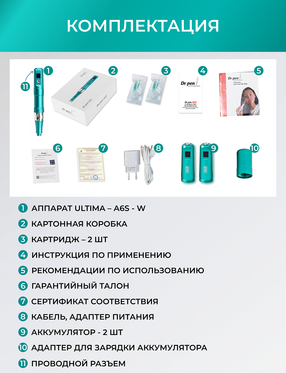 Dr.pen A6s Аппарат для фракционного микроштампинга / электрический массажер для лица / дермапен A6s