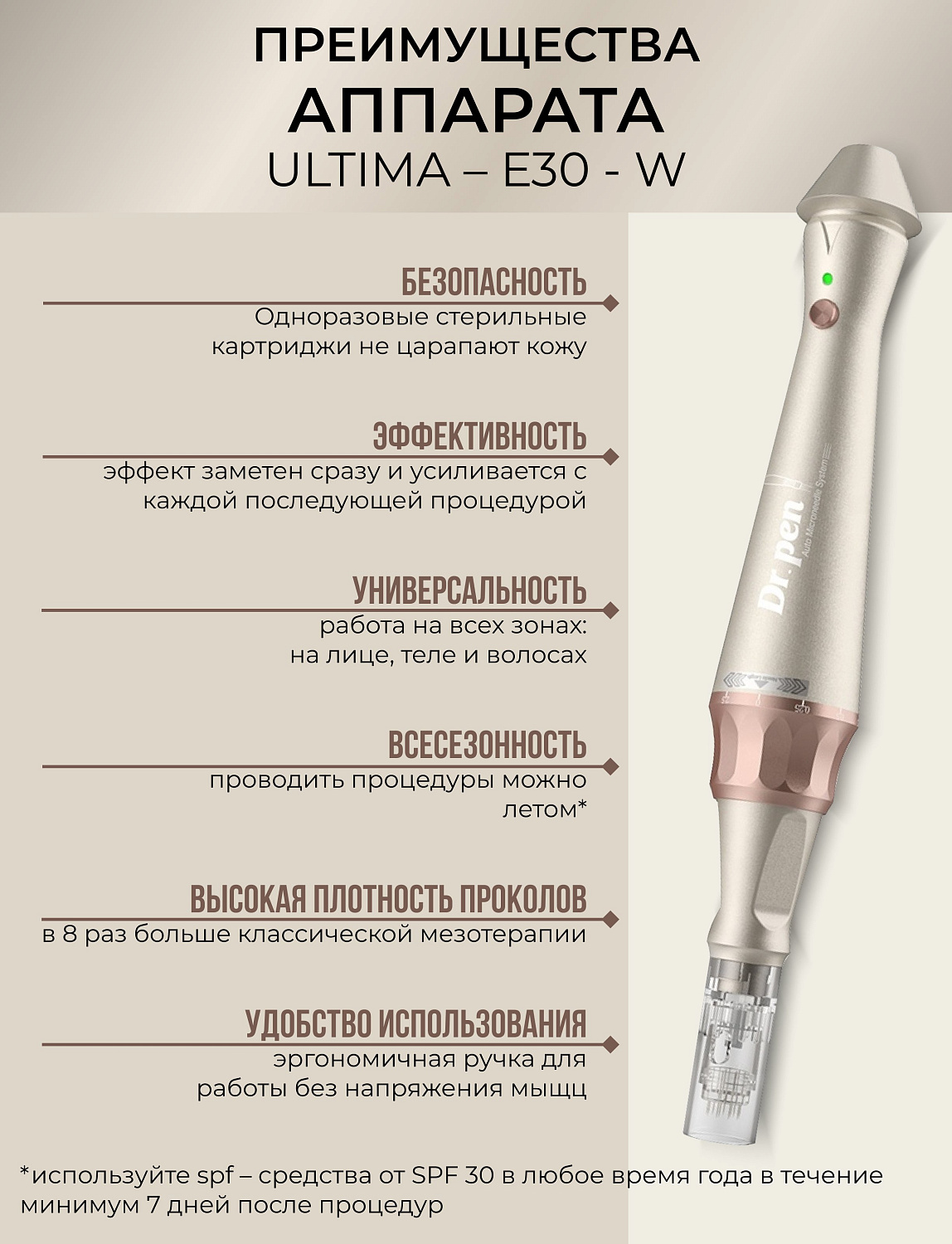 Dr.pen Е30 Аппарат для фракционного микроштампинга / электрический массажер для лица / дермапен Ultima E30 - W